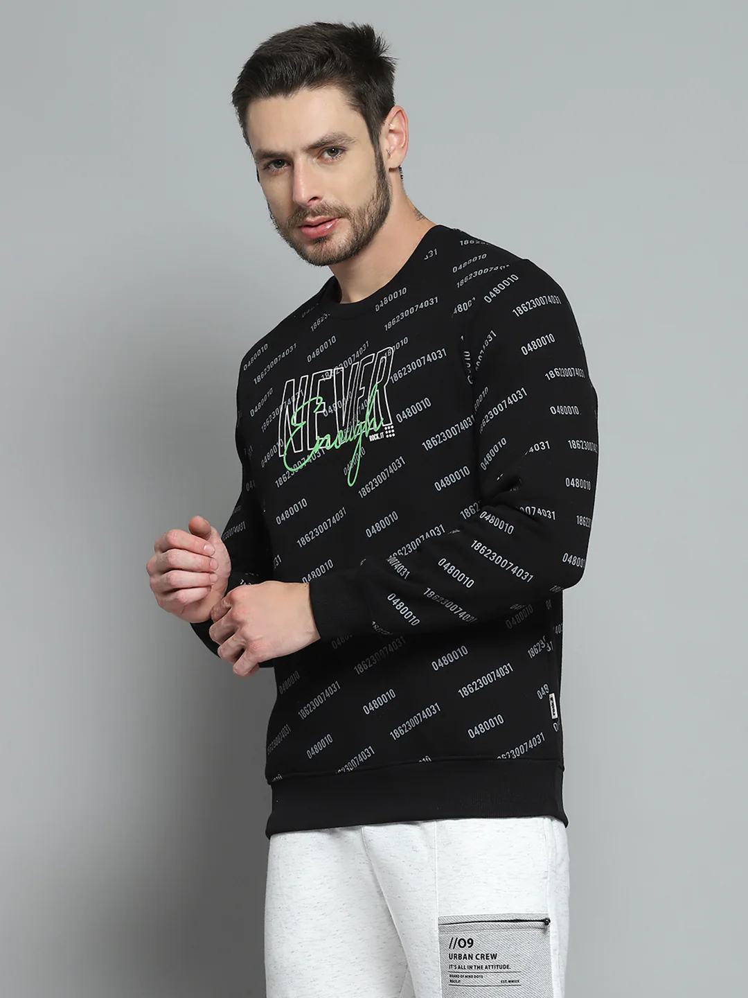 Rock.it Men Black Printed Round Neck Full Sleeve Sweatshirt - Image 3