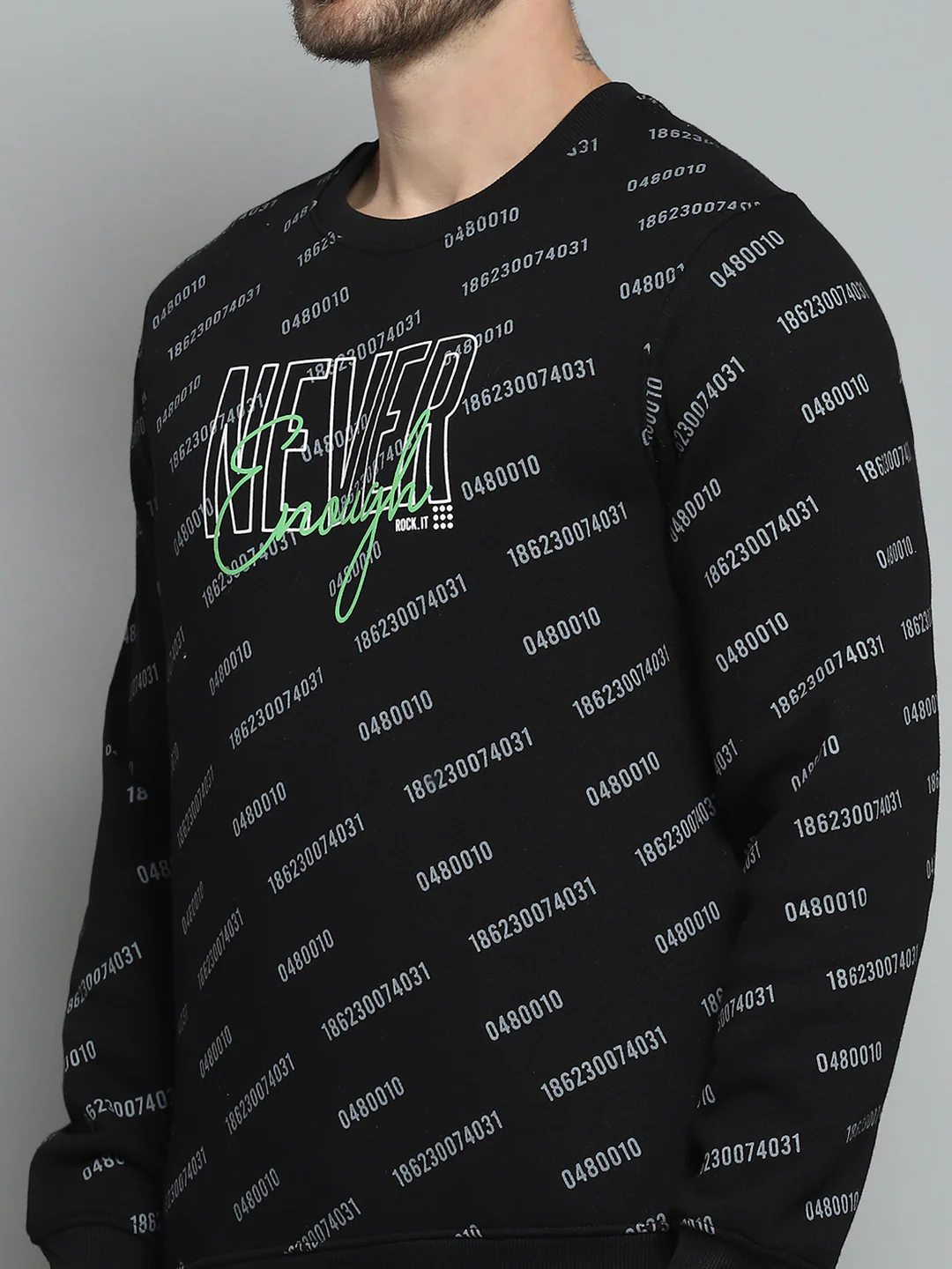 Rock.it Men Black Printed Round Neck Full Sleeve Sweatshirt - Image 6