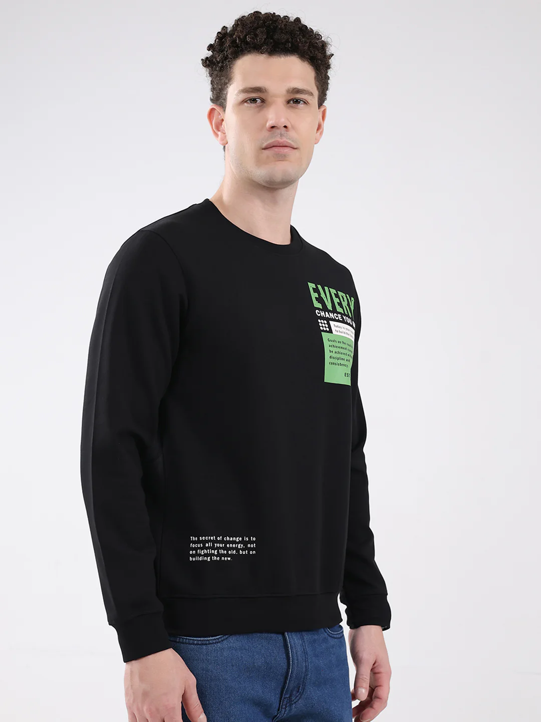 Rock.it Men Black Printed Round Neck Full Sleeve Sweatshirt - Image 4
