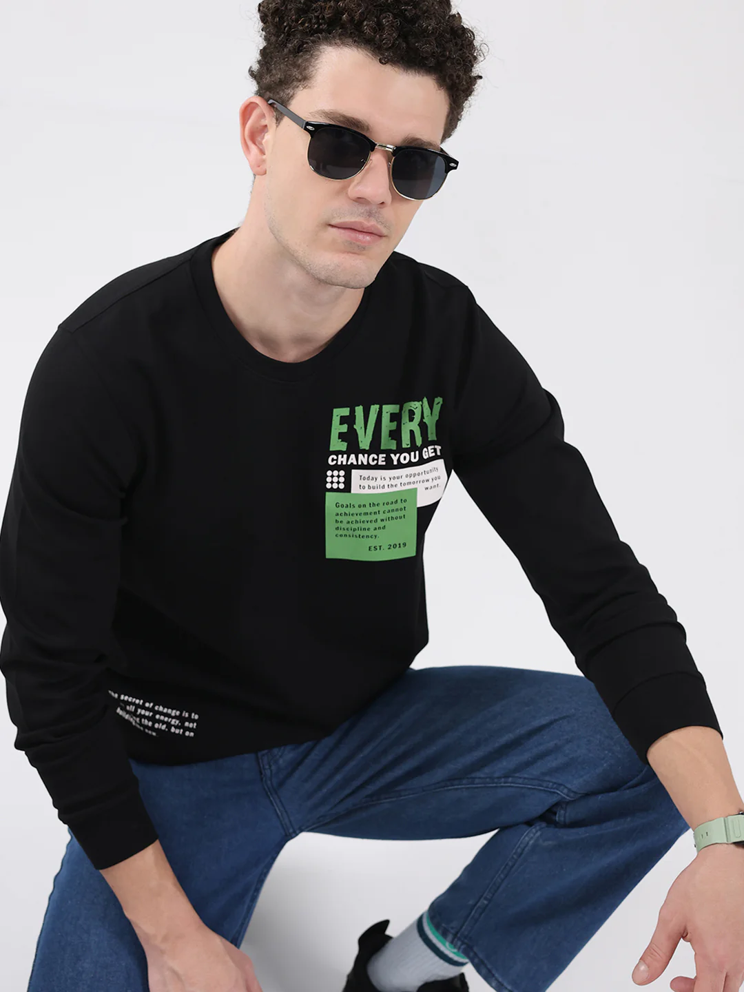 Rock.it Men Black Printed Round Neck Full Sleeve Sweatshirt - Image 6