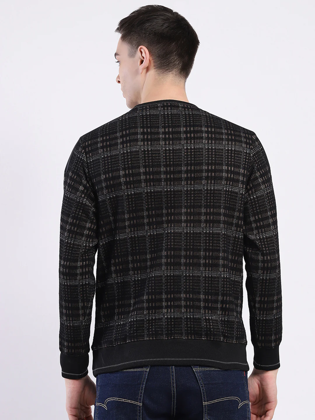 Men Black Printed Round Neck Full Sleeve Sweatshirt - Image 5