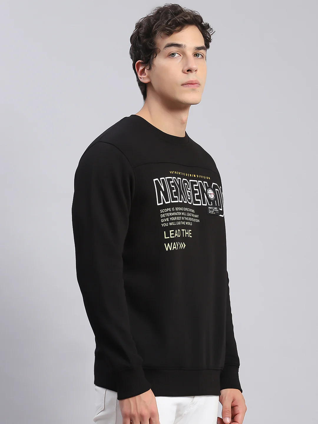 Men Black Printed Round Neck Full Sleeve Sweatshirts - Image 6