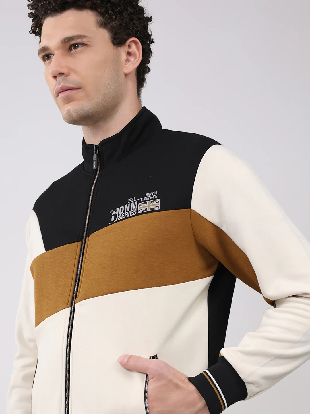 Men Black Printed Round Neck Full Sleeve Winter Tracksuit - Image 6