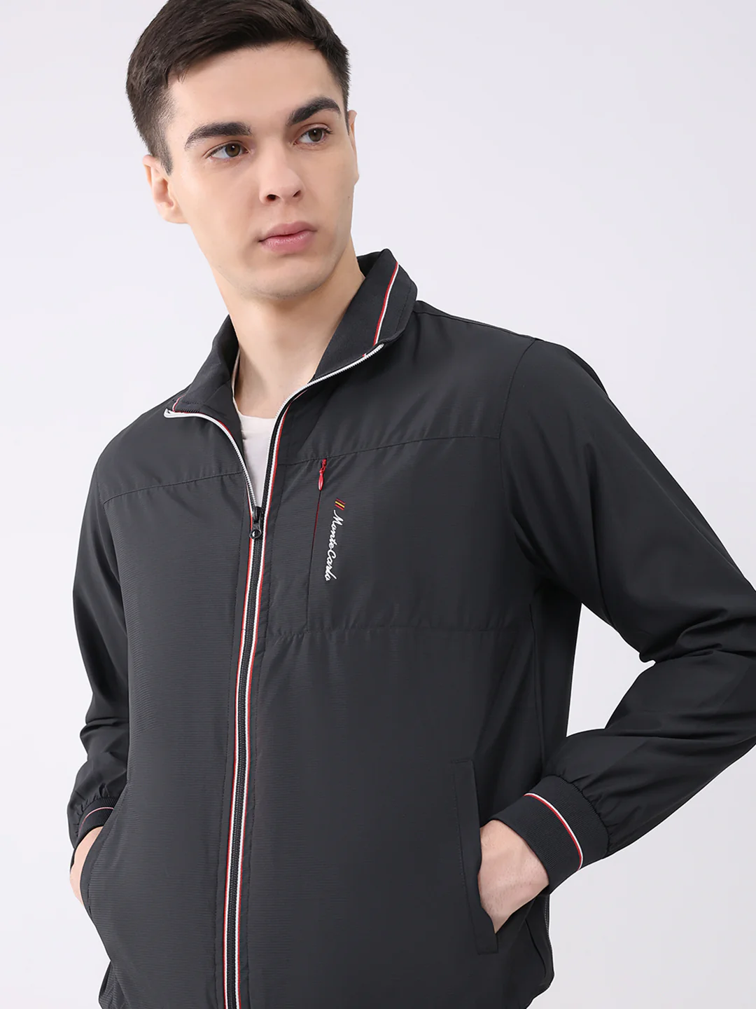 Men Black Printed Round Neck Full Sleeve Winter Tracksuit - Image 7