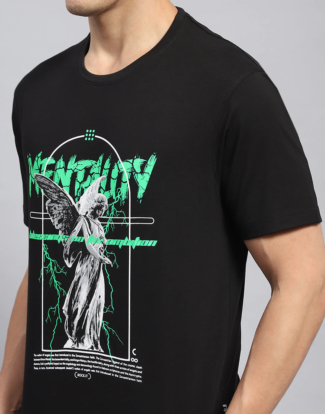 Rock.it Men Black Printed Round Neck Half Sleeve T-Shirt - Image 6