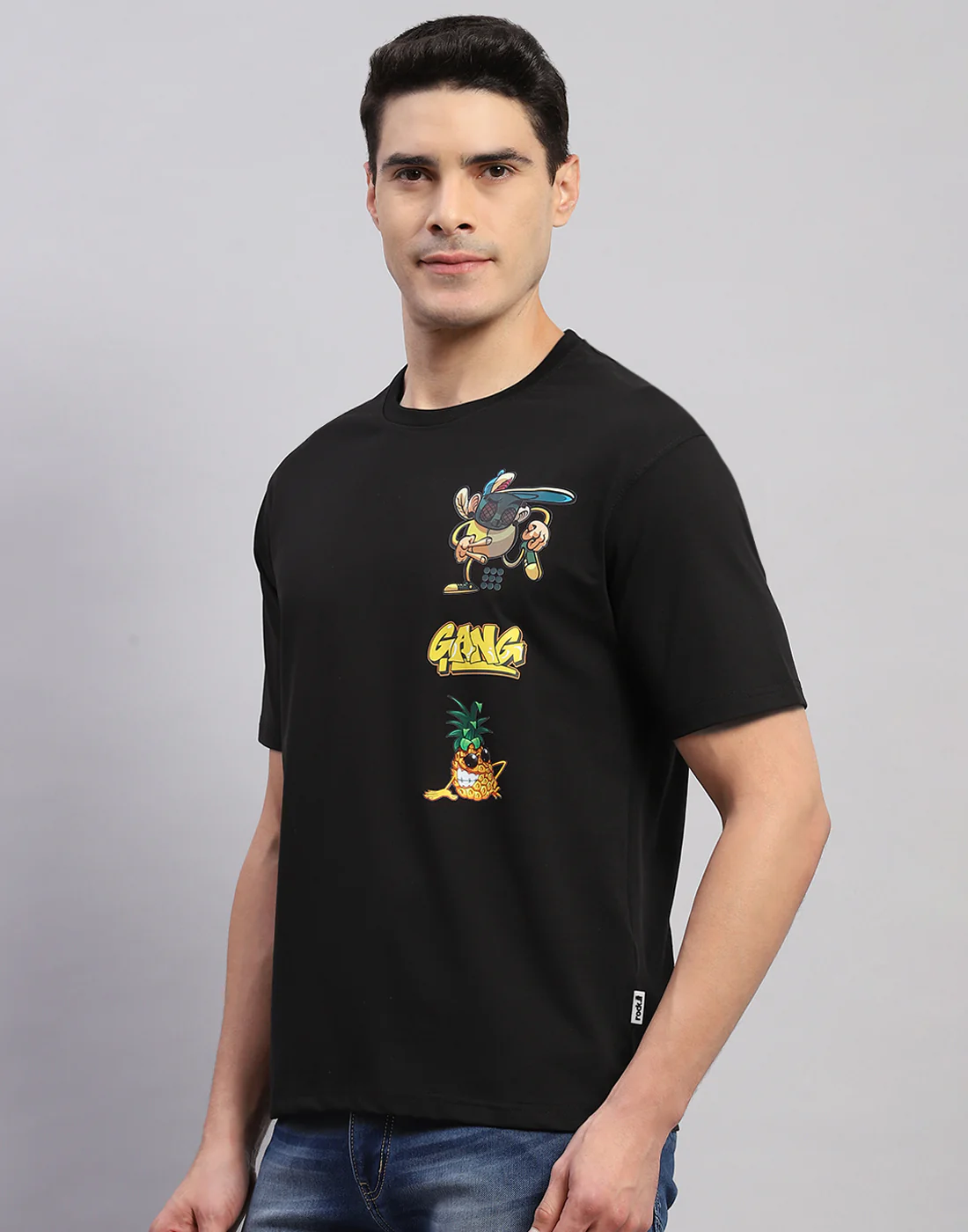 Rock.it Men Black Printed Round Neck Half Sleeve T-Shirt - Image 3