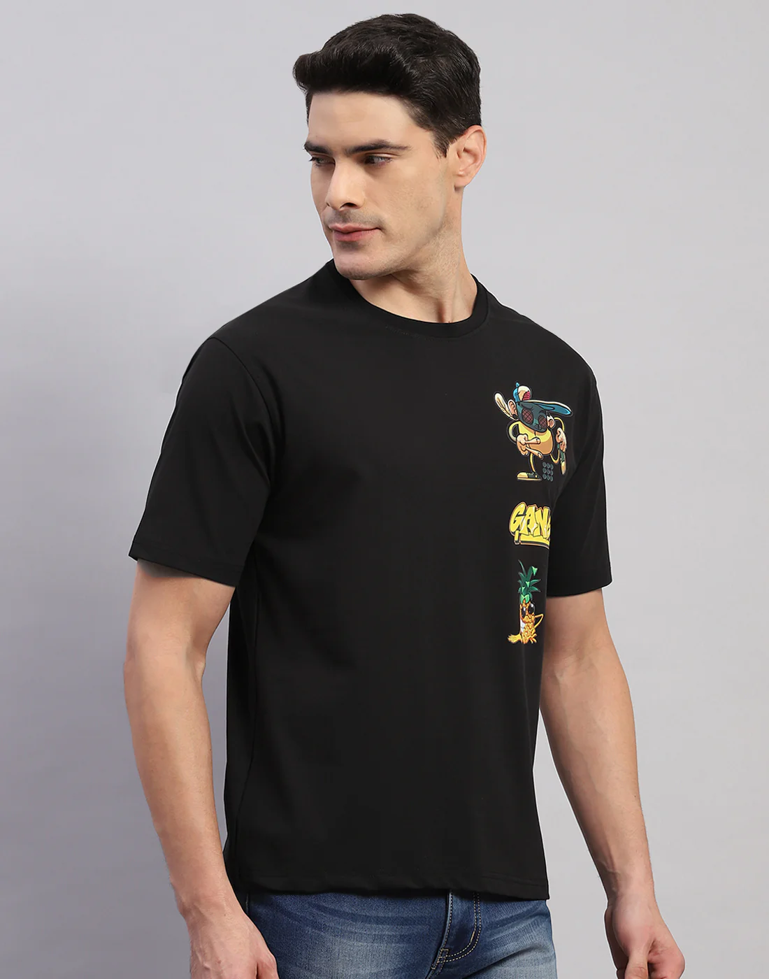 Rock.it Men Black Printed Round Neck Half Sleeve T-Shirt - Image 4