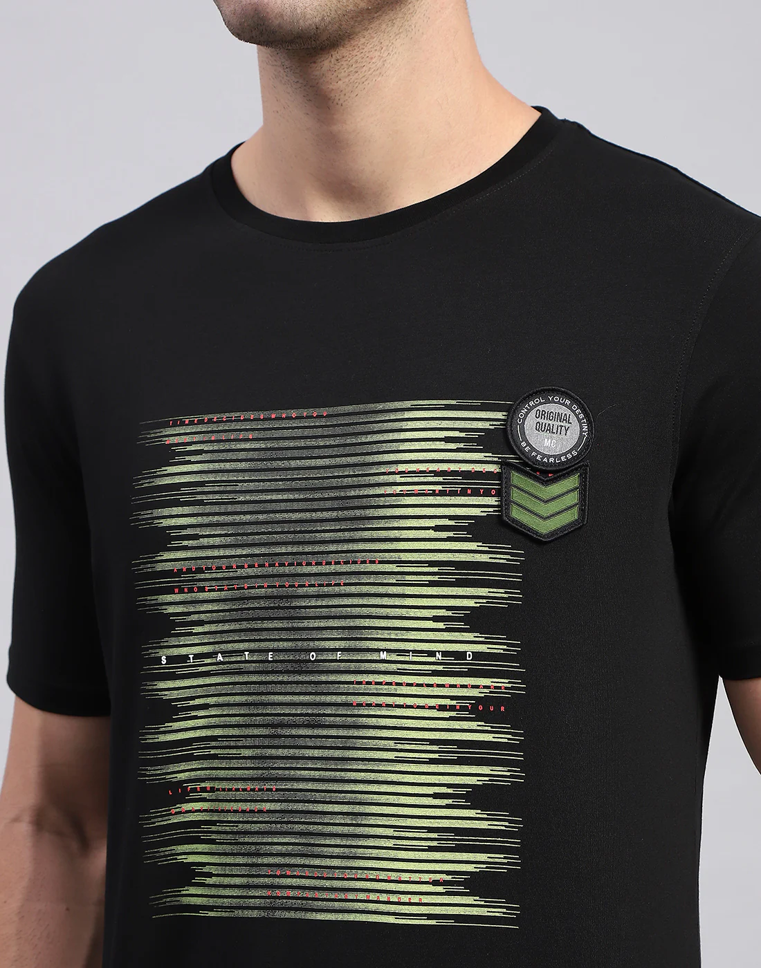 Men Black Printed Round Neck Half Sleeve T-Shirt - Image 7