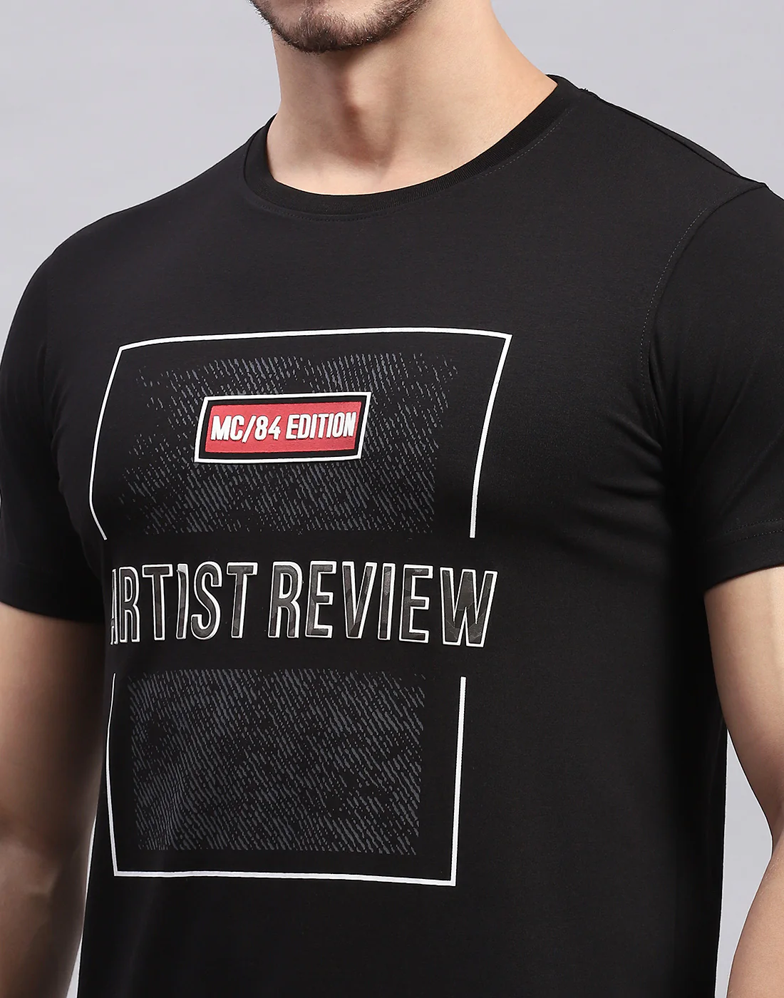 Men Black Printed Round Neck Half Sleeve T-Shirt - Image 6