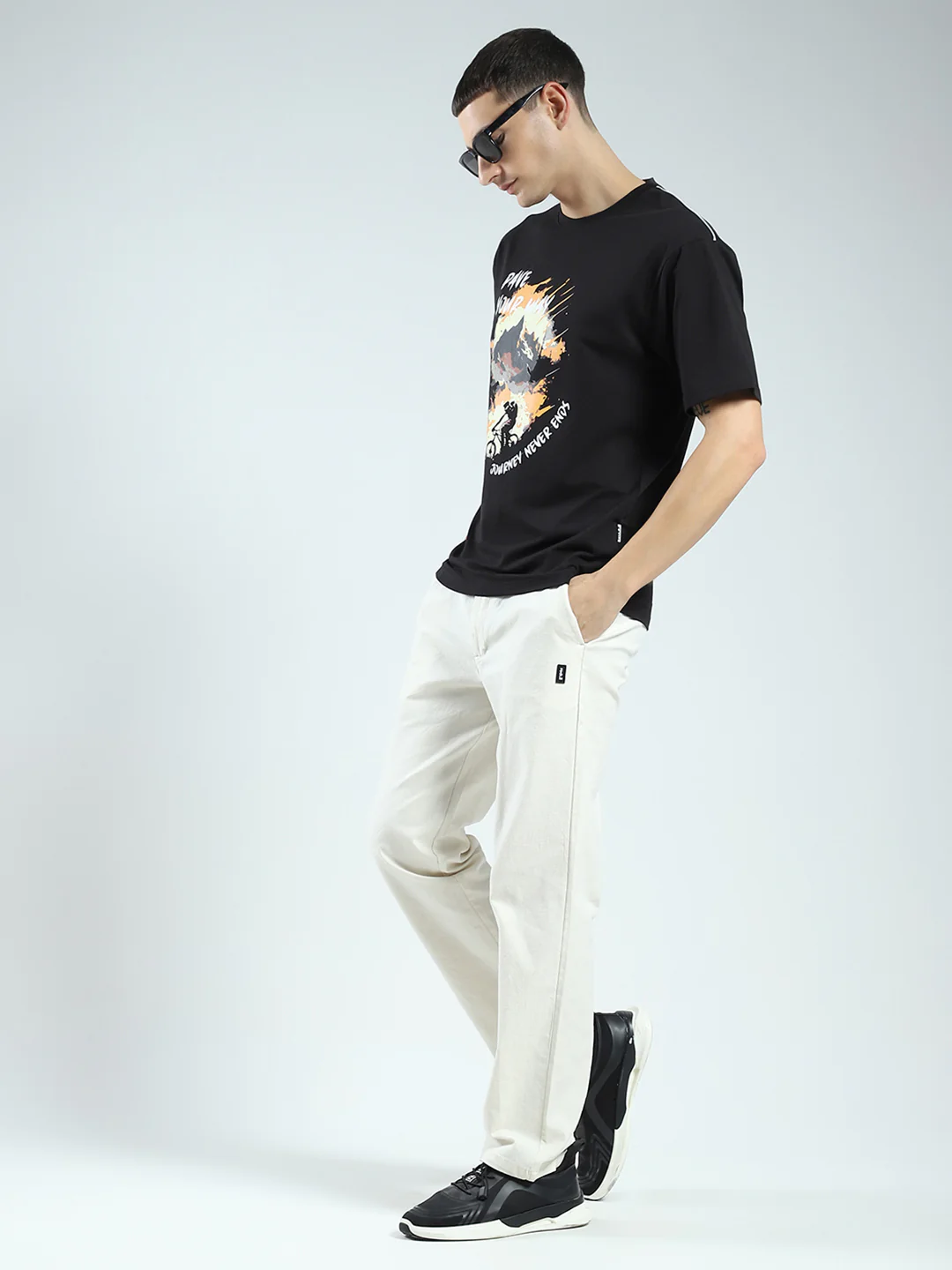 Rock.it Men Black Printed Round Neck Half Sleeve T-Shirt - Image 2