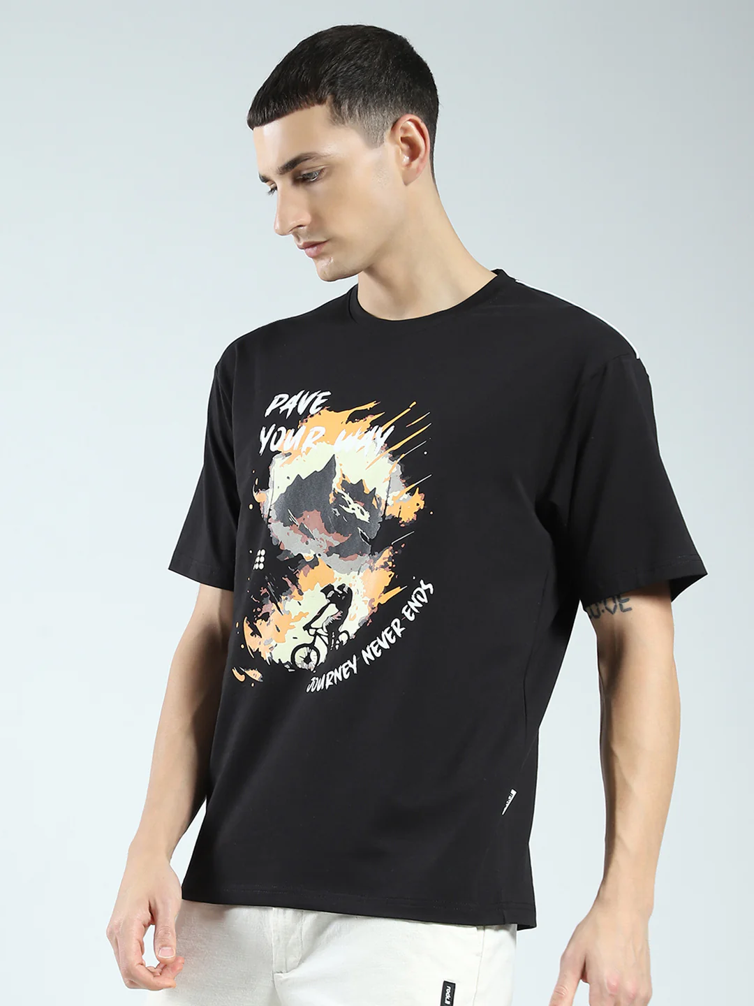 Rock.it Men Black Printed Round Neck Half Sleeve T-Shirt - Image 3