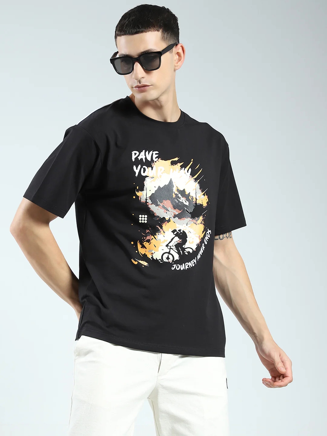 Rock.it Men Black Printed Round Neck Half Sleeve T-Shirt - Image 6