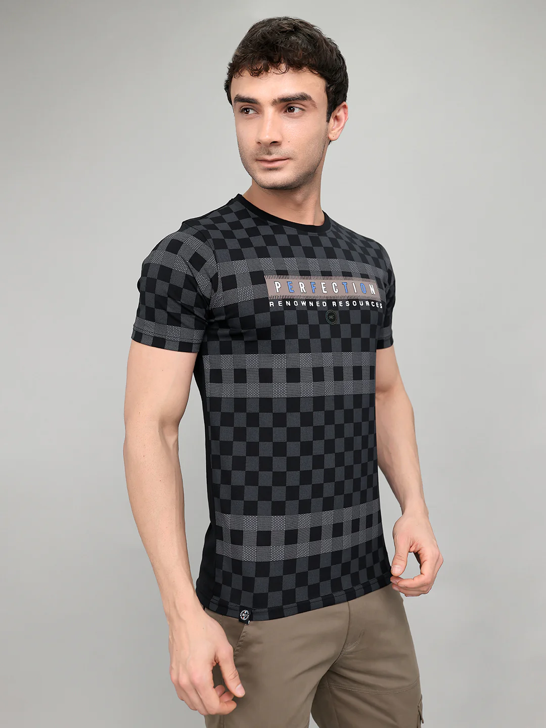 Men Black Printed Round Neck Half Sleeve T-Shirt - Image 3