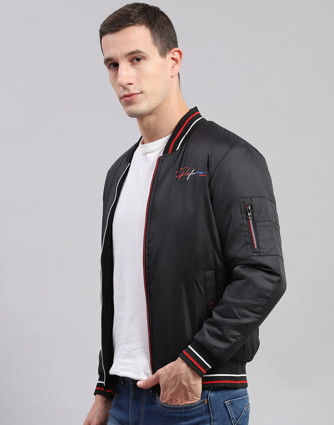 Men Black Printed Spread Collar Full Sleeve Jackets - Image 3