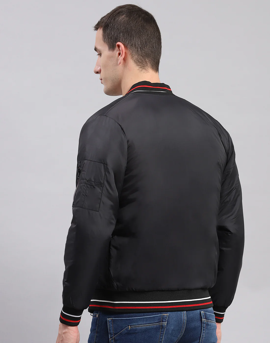 Men Black Printed Spread Collar Full Sleeve Jackets - Image 5