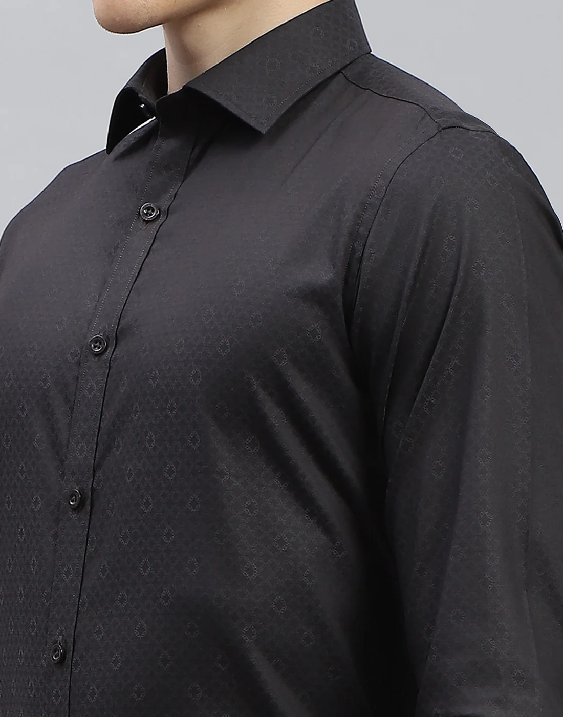 Men Black Printed Spread Collar Full Sleeve Shirt - Image 6