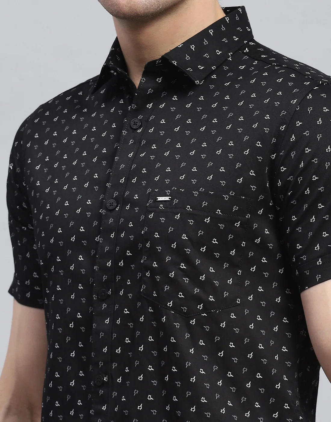 Men Black Printed Spread Collar Half Sleeve Shirt - Image 6