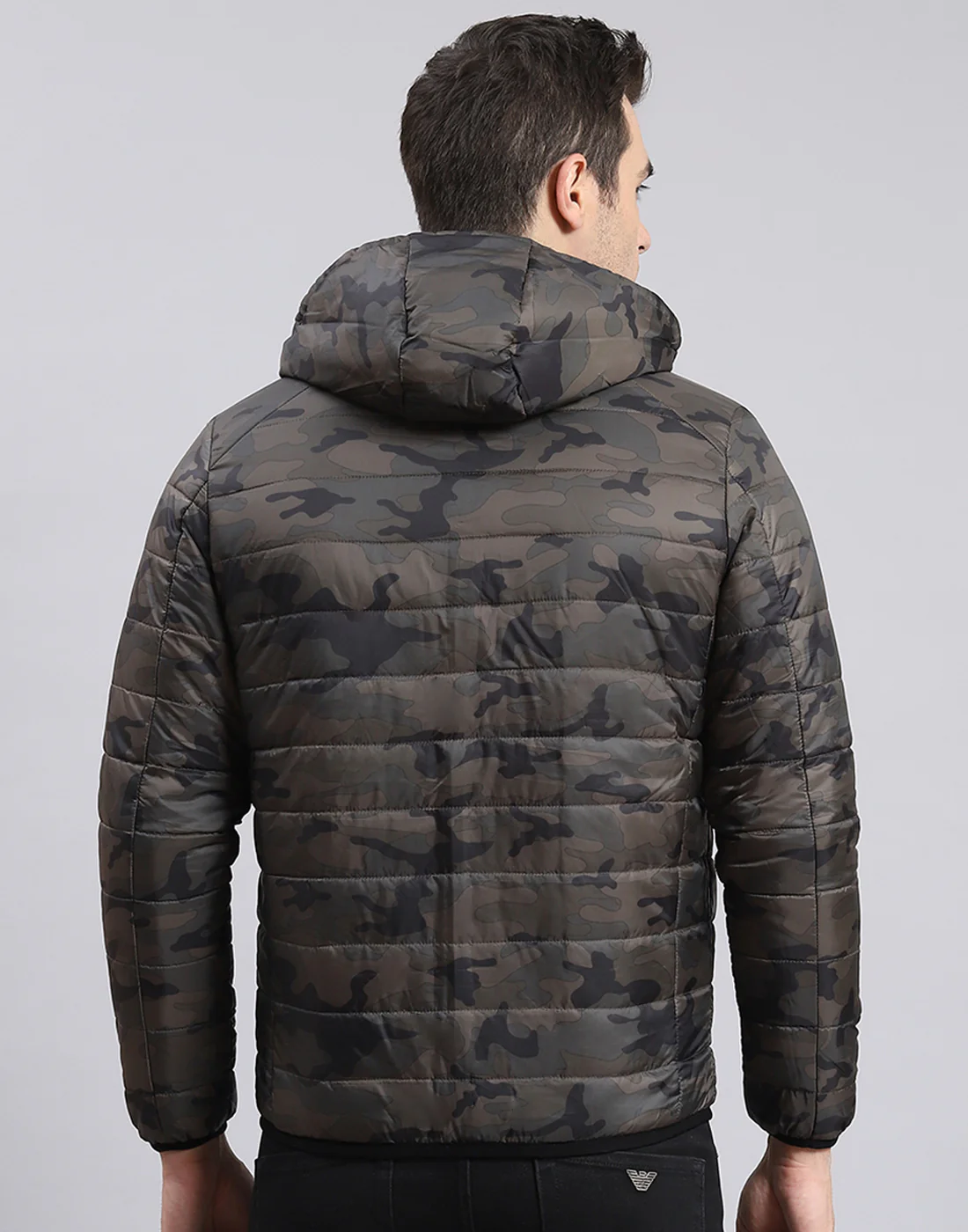 Men Black Printed Stand Collar Full Sleeve Jacket - Image 8