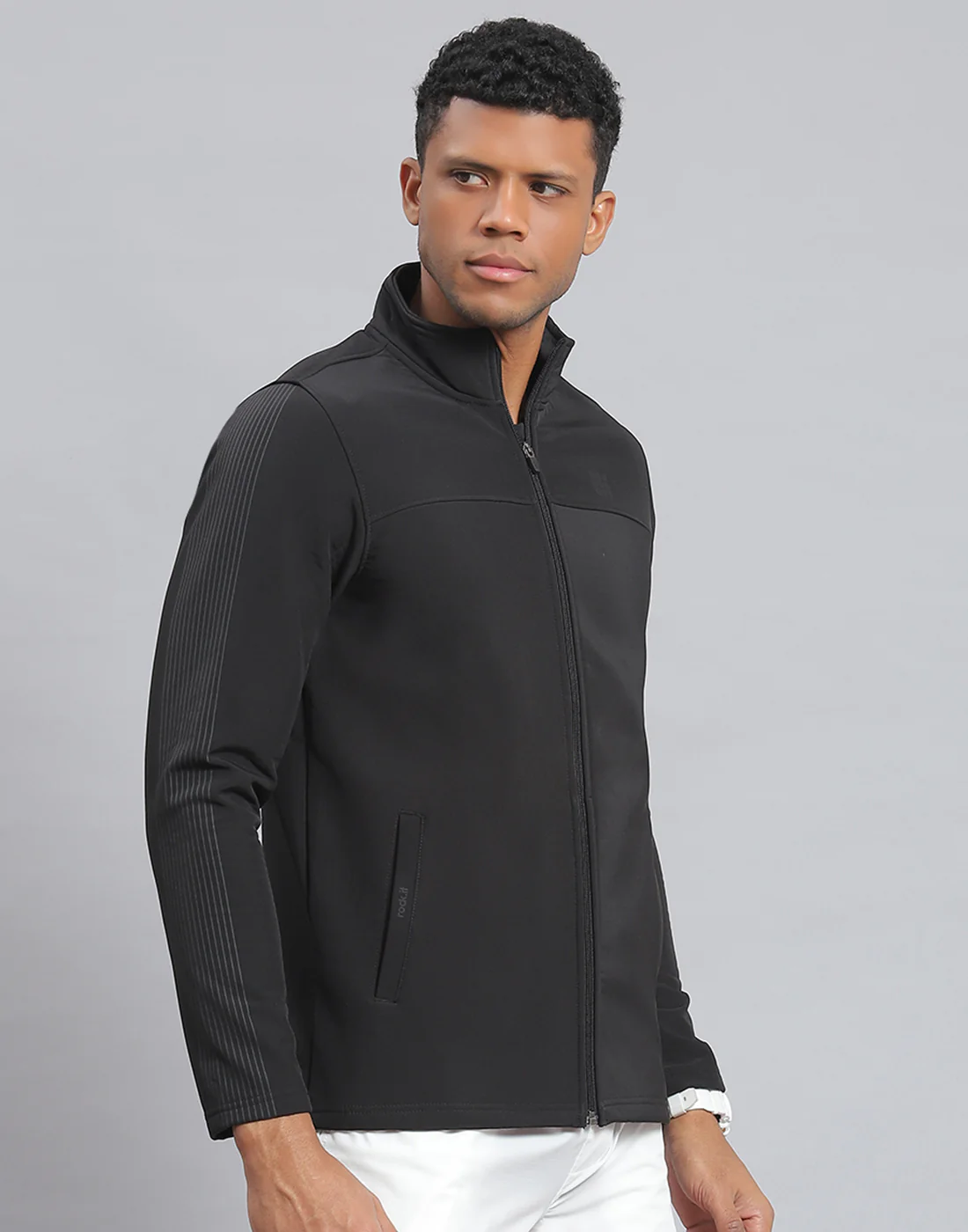 Rock.it Men Black Printed Stand Collar Full Sleeve Sweatshirt - Image 4