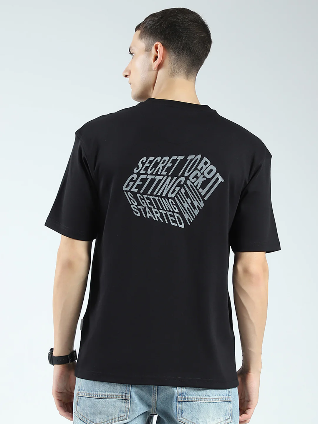 Rock.it Men Black Printed Round Neck Half Sleeve T-Shirt - Image 5