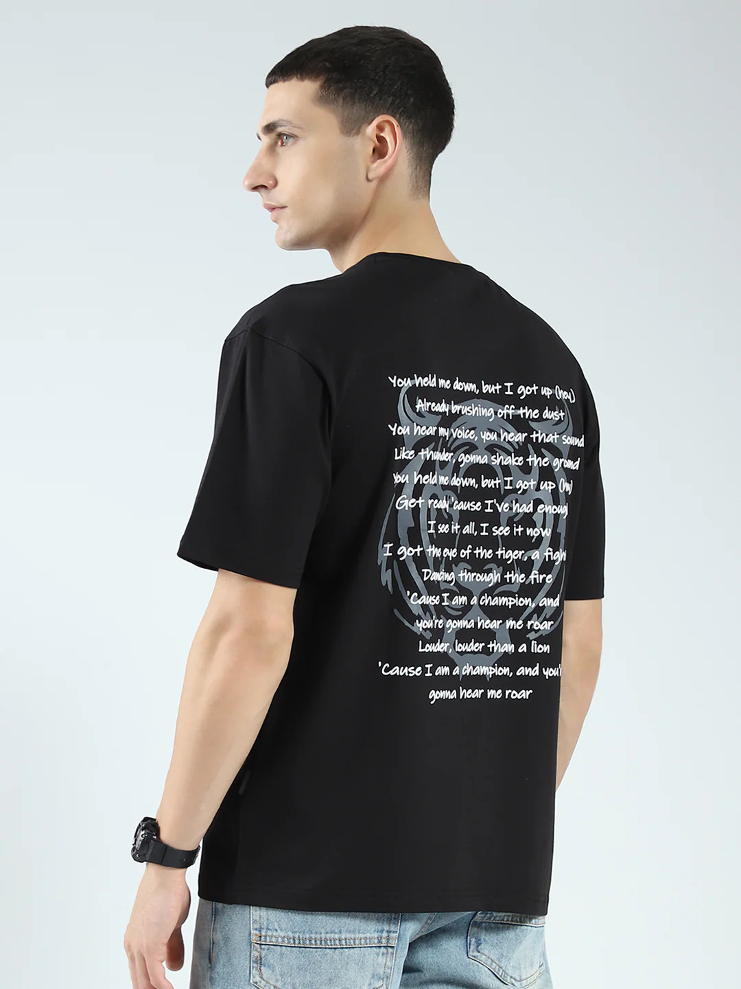Rock.it Men Black Printed Round Neck Half Sleeve T-Shirt - Image 5