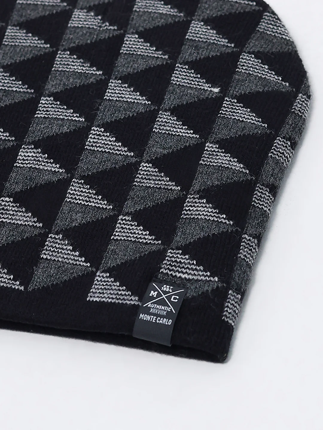 Men Black Self Design Blend Wool Cap - Image 7
