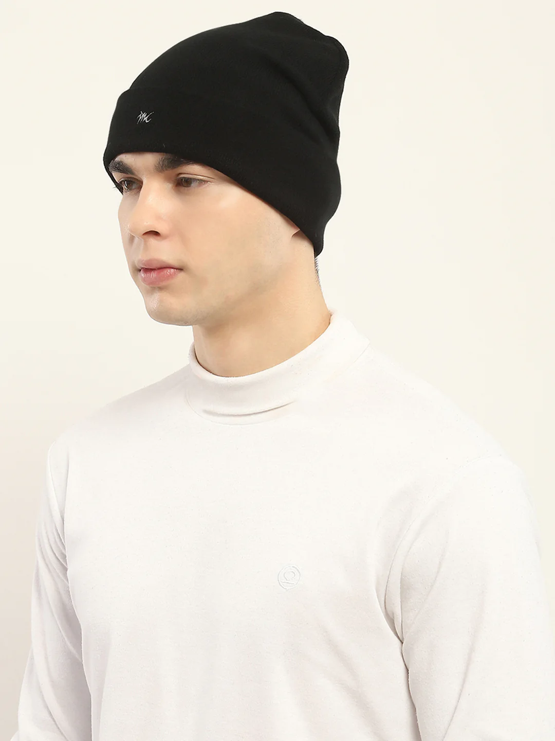 Men Black Self Design Cap - Image 3