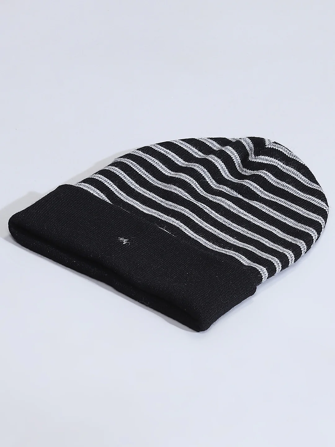 Men Black Self Design Cap - Image 6