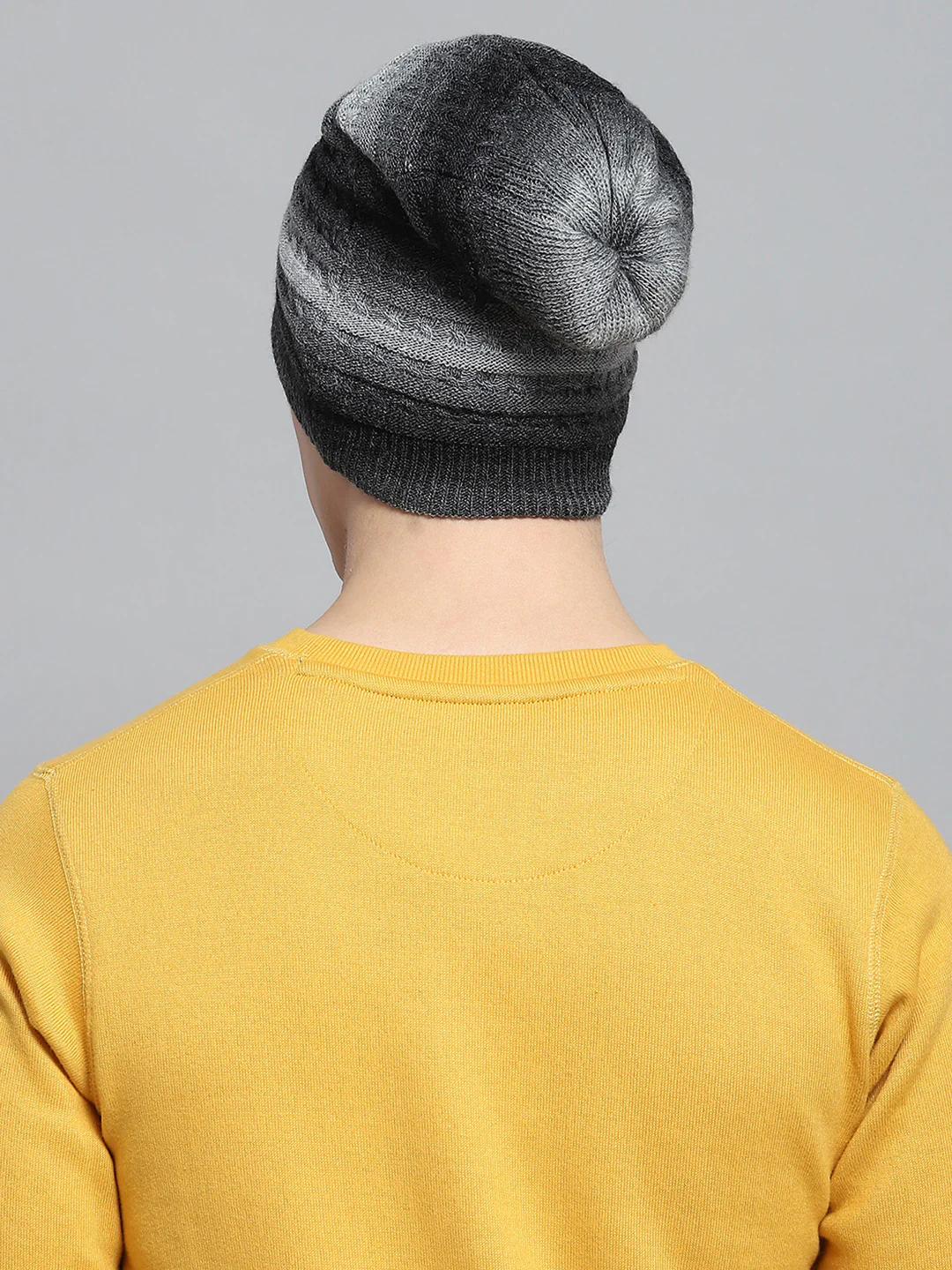 Men Black Self Design Cap - Image 5