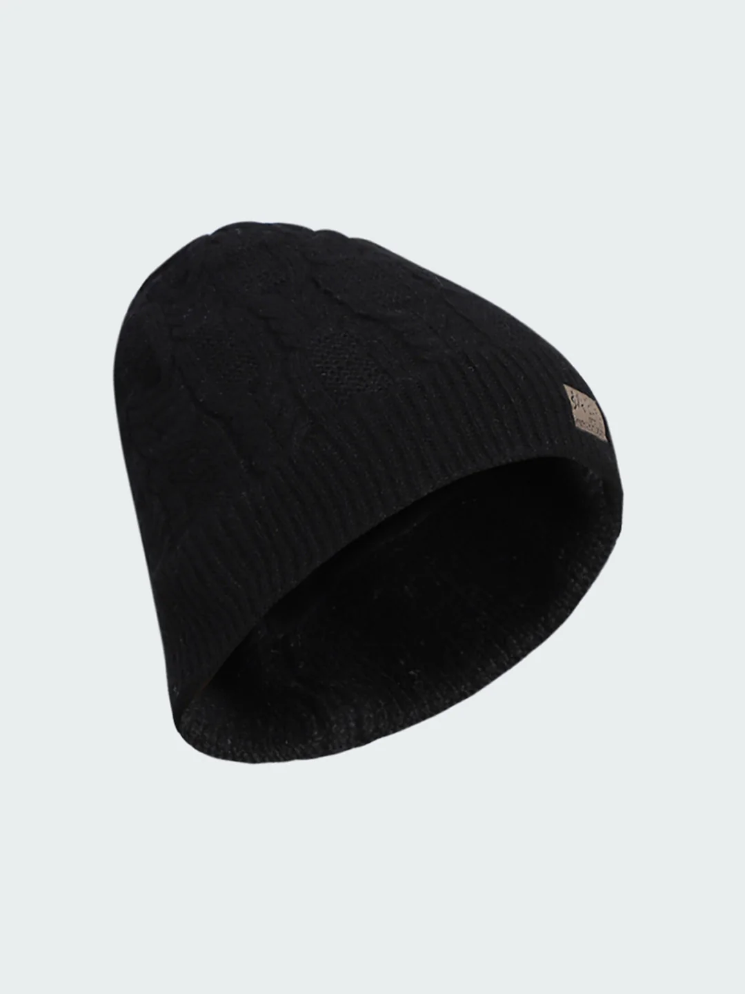 Men Black Self Design Cap - Image 2