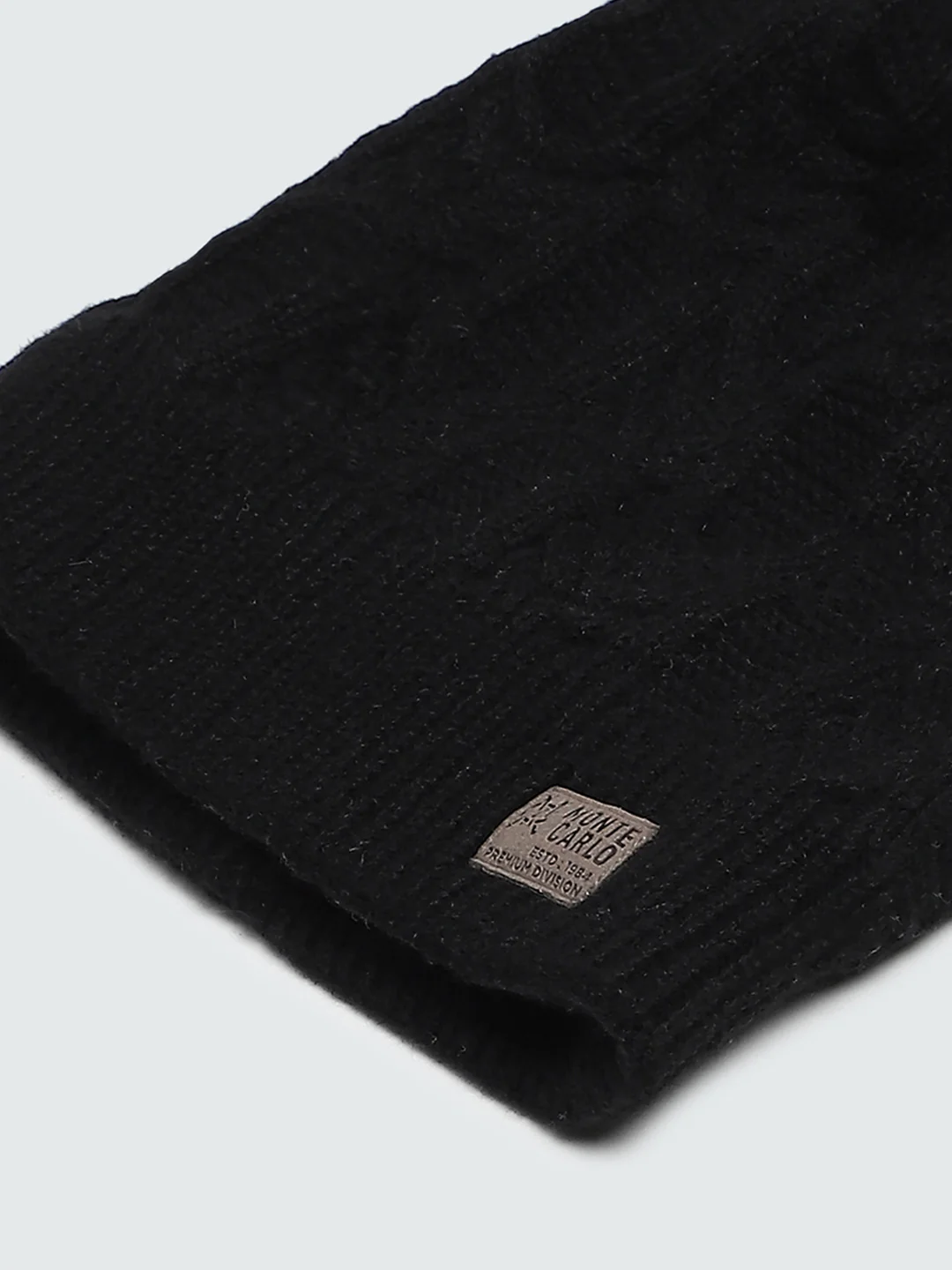 Men Black Self Design Cap - Image 7