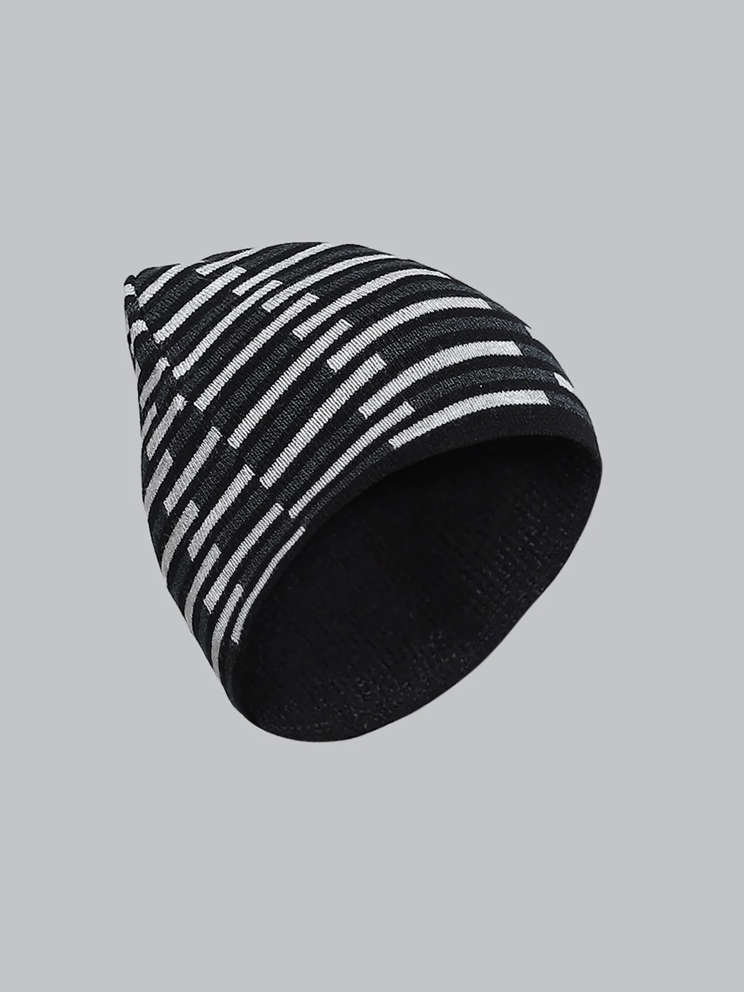 Men Black Self Design Cap - Image 2