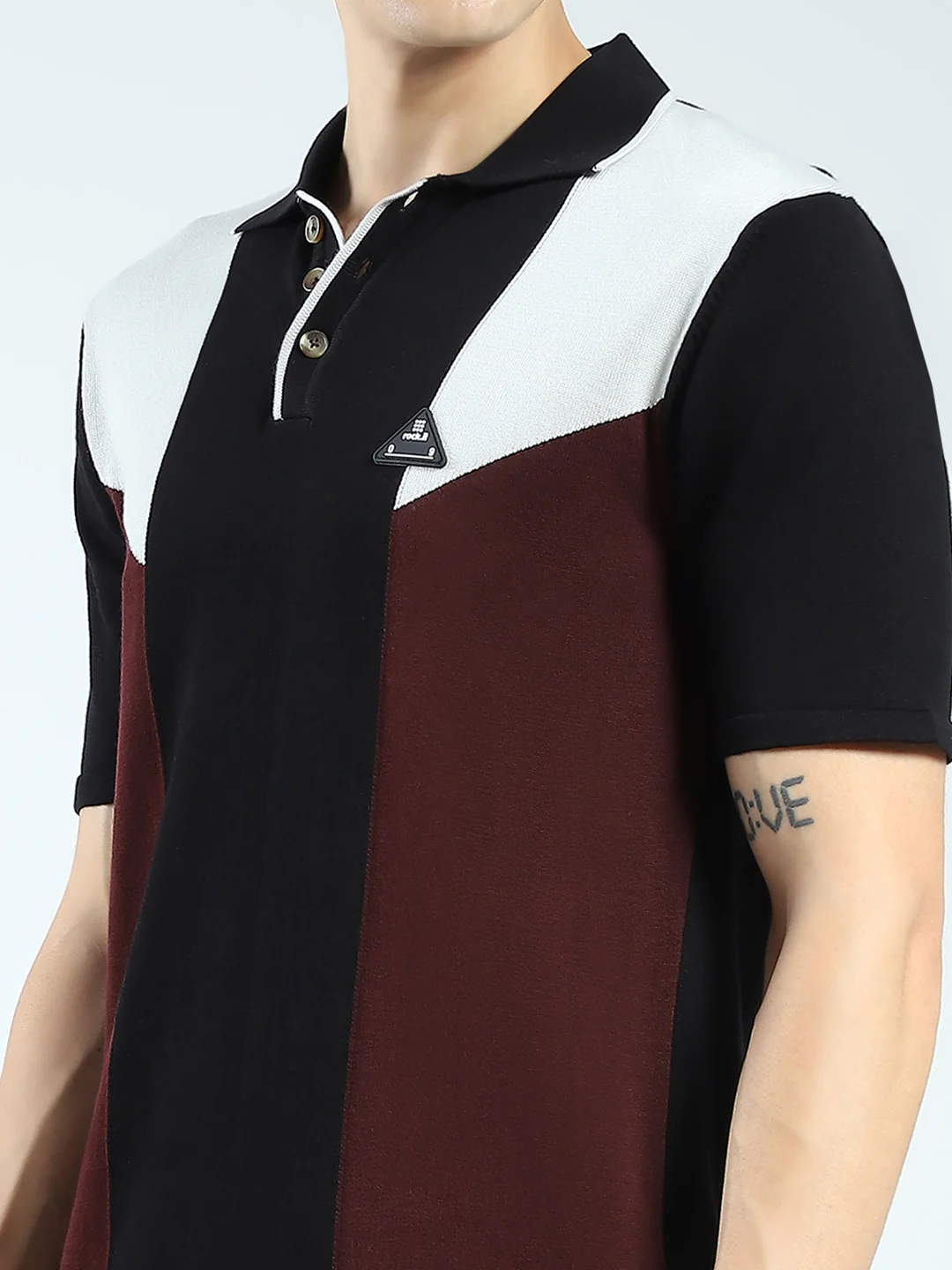 Rock.it Men Black Self Design Collar Half Sleeve T-Shirt - Image 7