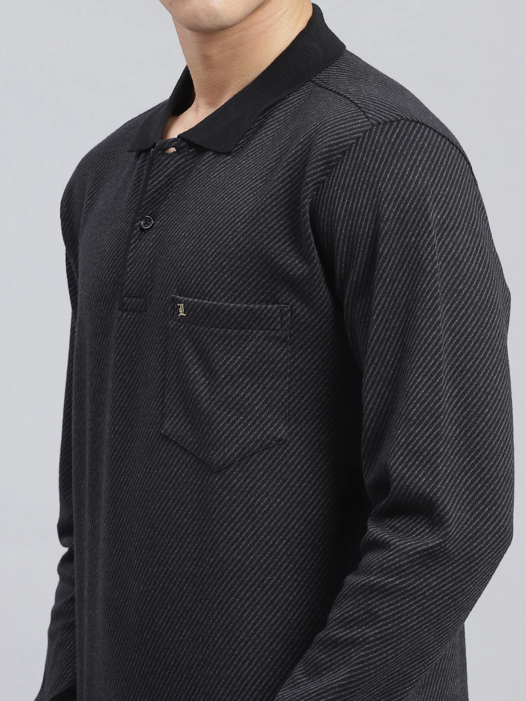 Men Black Self Design Cotton Blend T-Shirt - Image 6