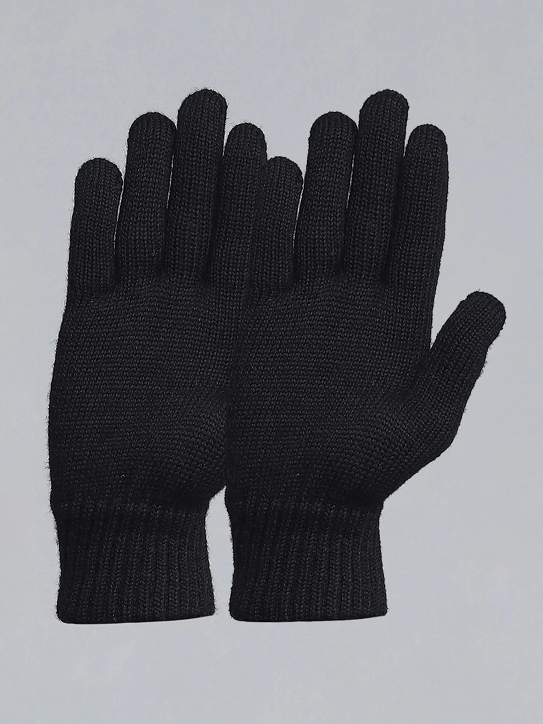 Men Black Self Design Gloves - Image 3