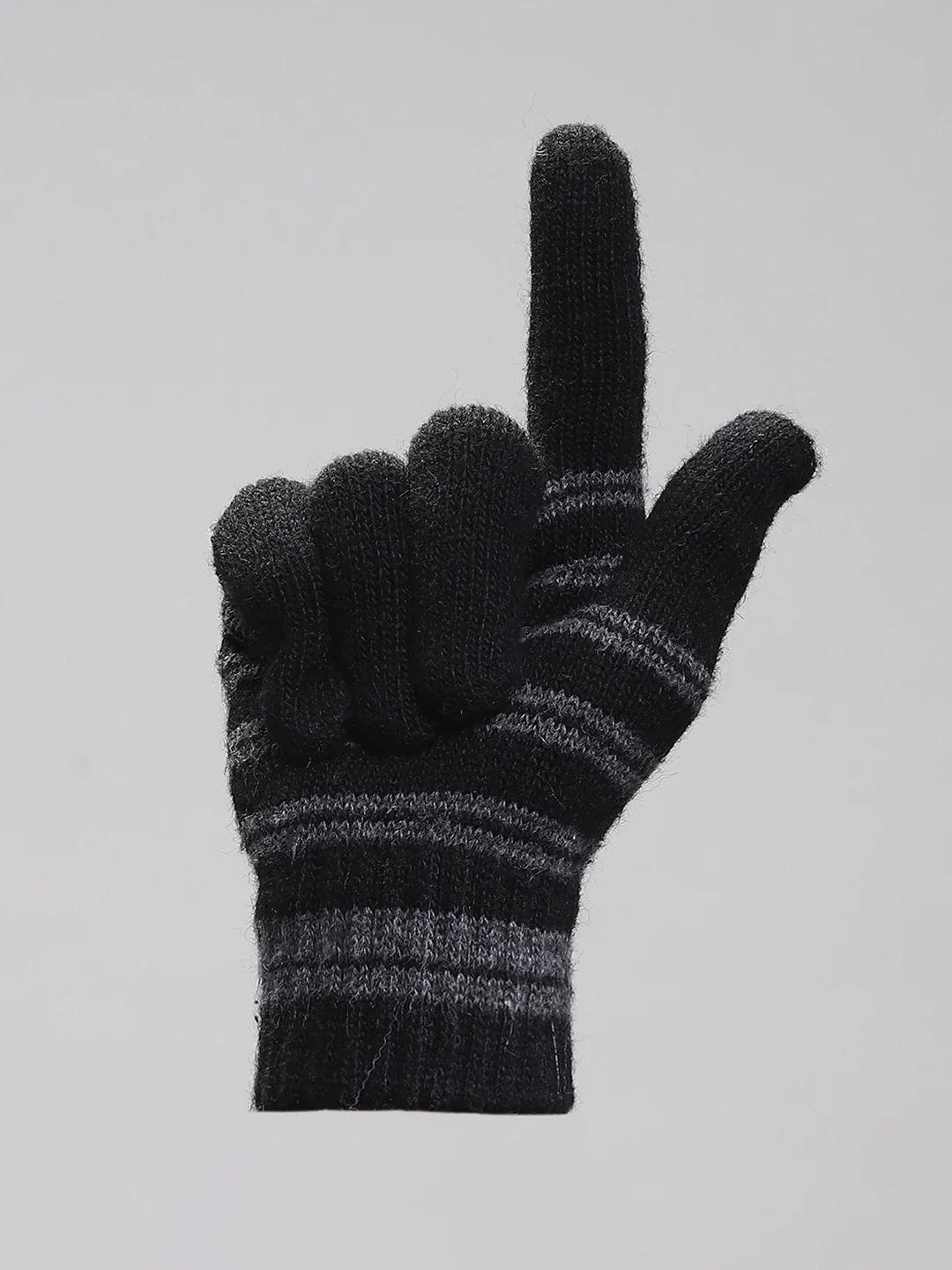 Men Black Self Design Gloves - Image 4