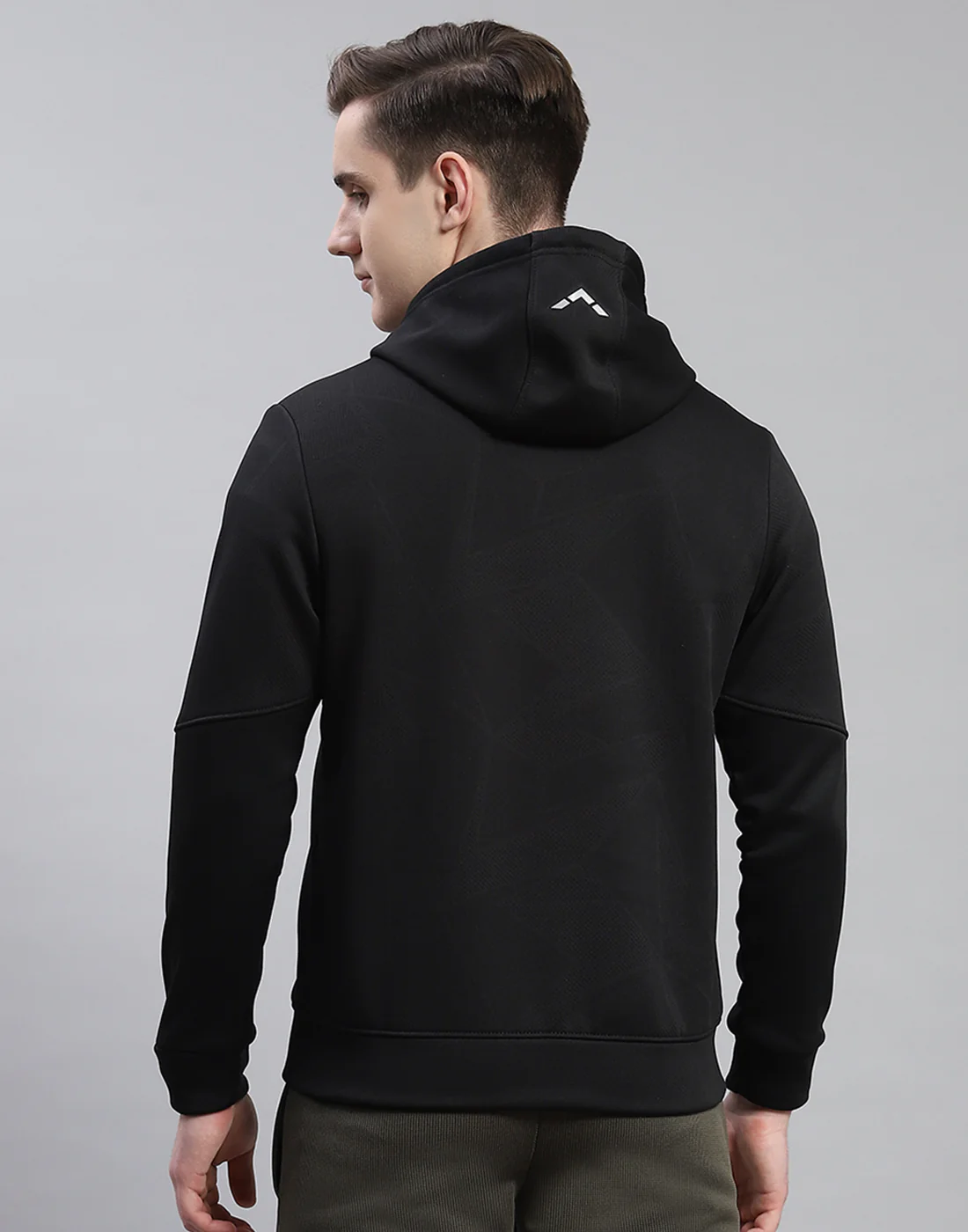Rock.it Men Black Self Design Hooded Full Sleeve Sweatshirt - Image 5