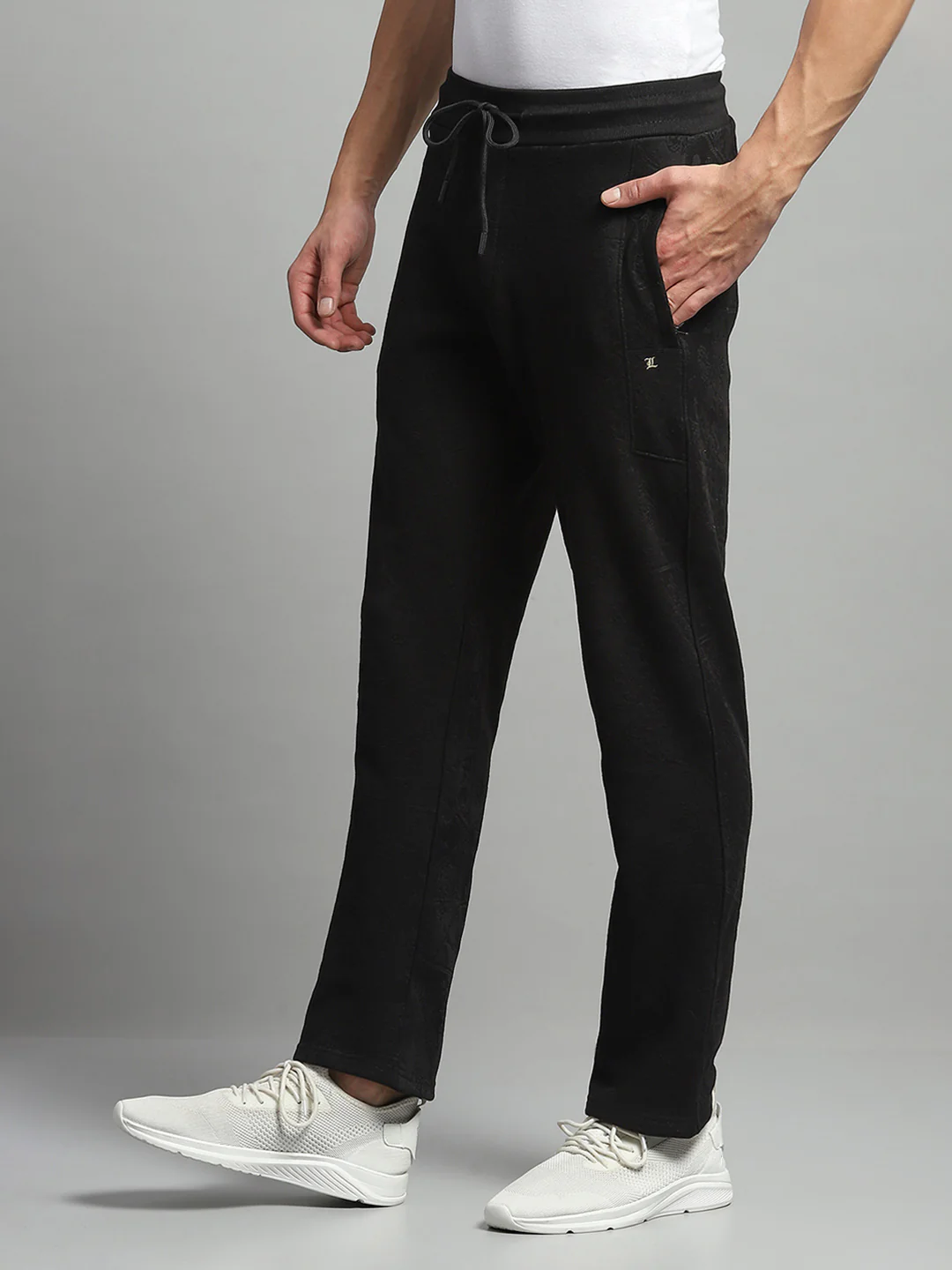 Luxuria Men Black Self Design Mock Neck Full Sleeve Winter Tracksuit - Image 7
