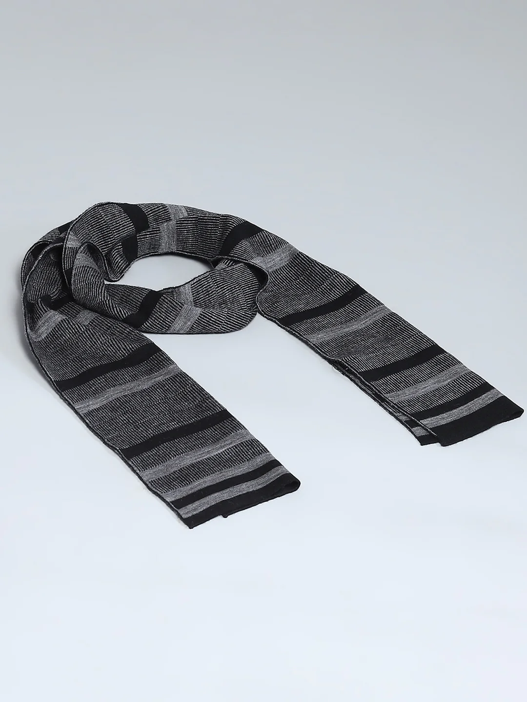 Men Black Self Design Muffler - Image 6