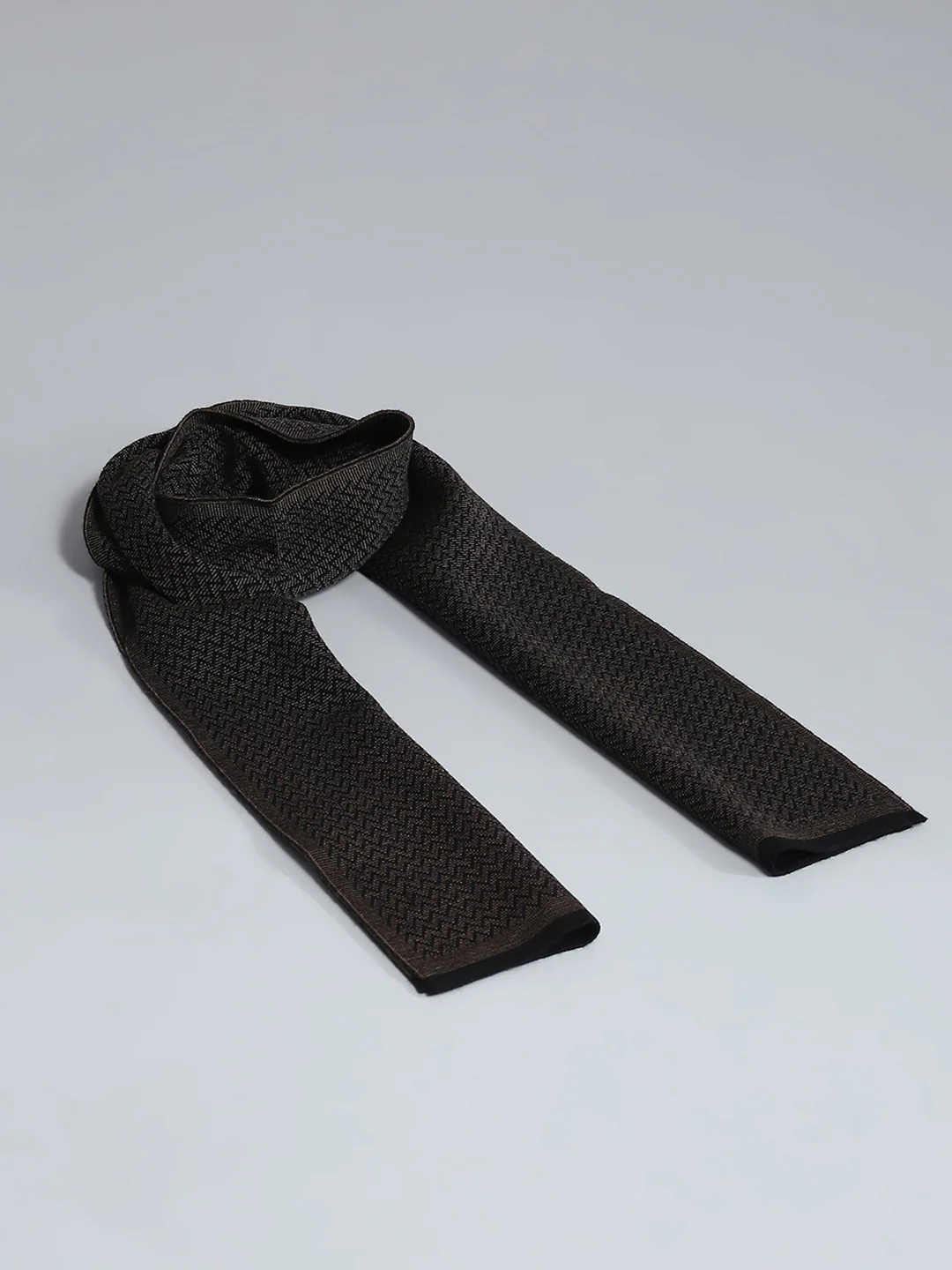 Men Black Self Design Muffler - Image 6