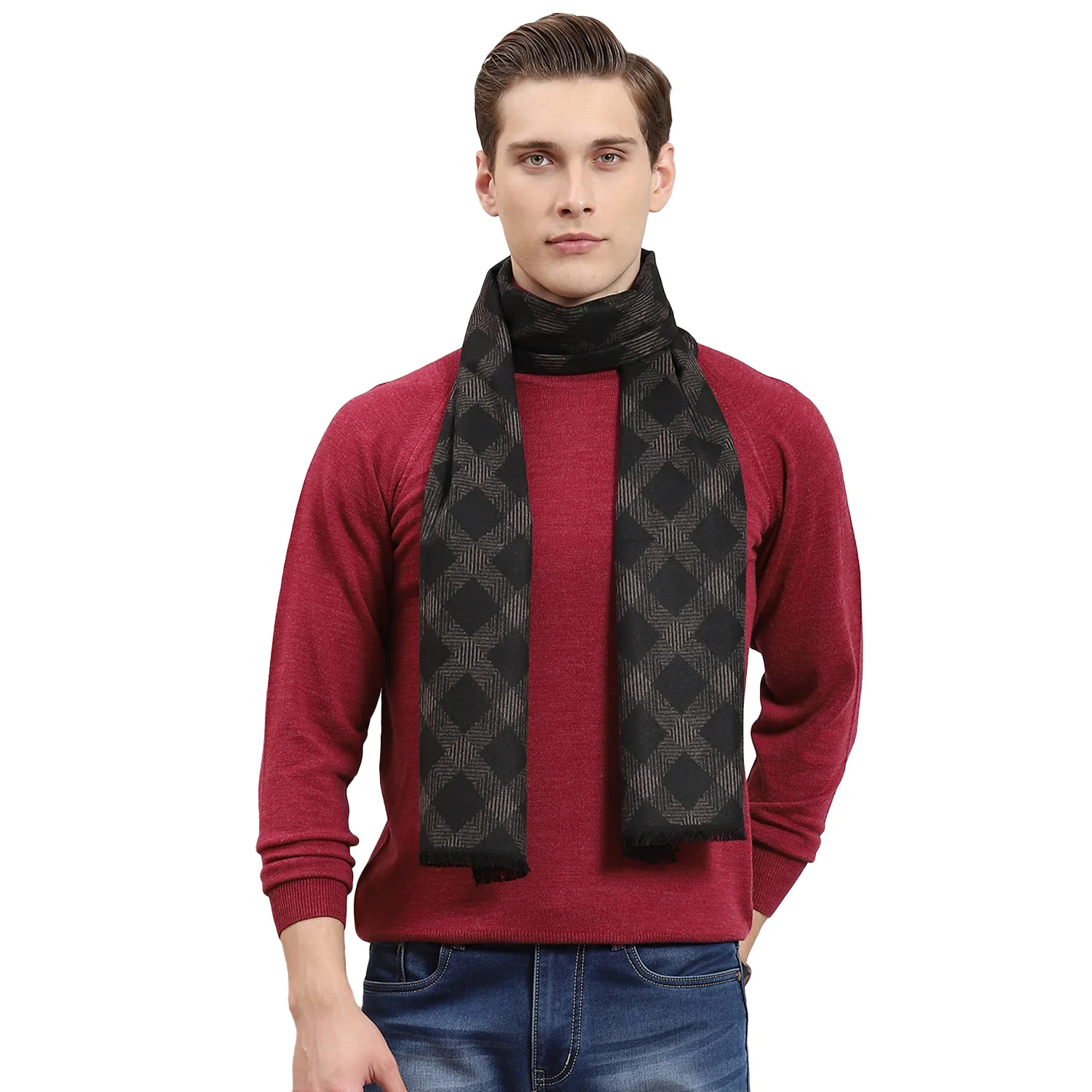 Men Black Self Design Muffler - Image 6