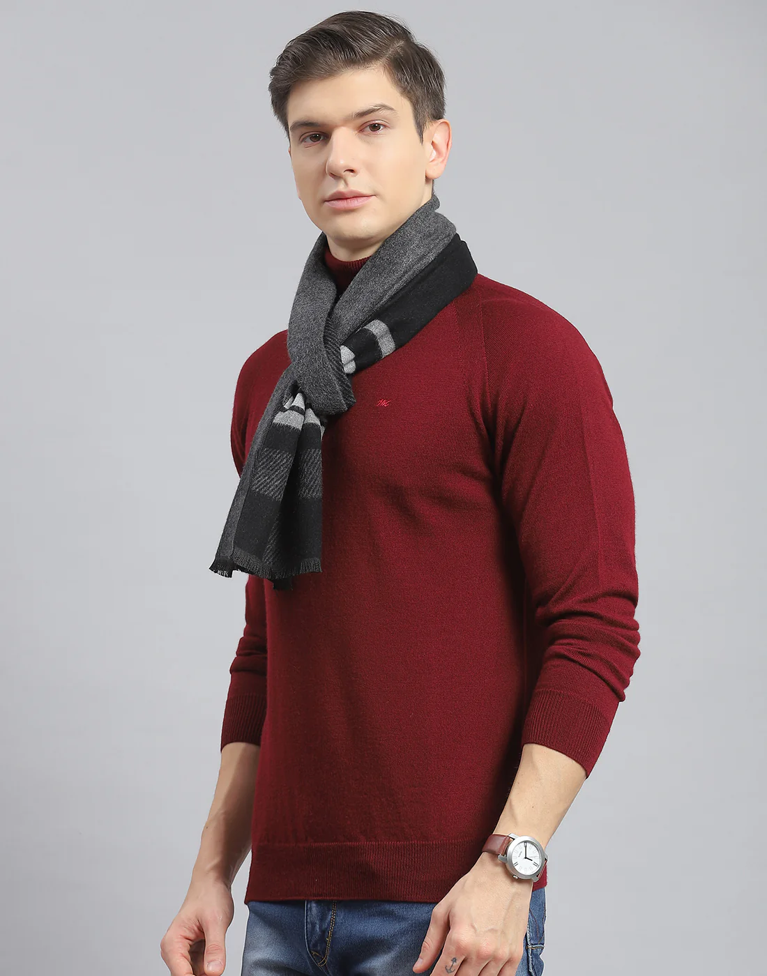 Men Black Self Design Muffler - Image 3