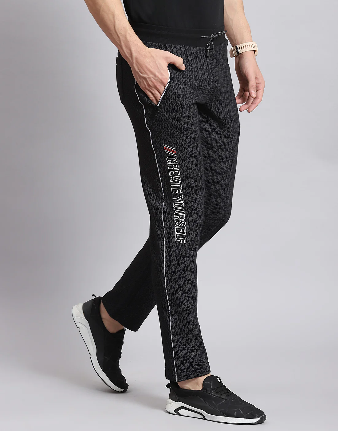 Men Black Self Design Regular Fit Winter Lower - Image 4