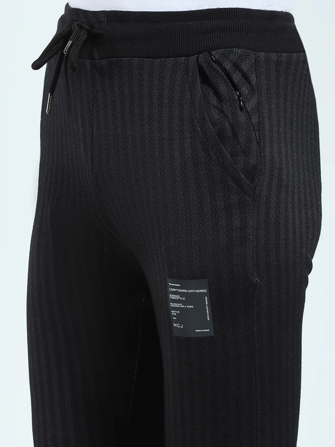 Men Black Self Design Regular Fit Winter Lower - Image 6