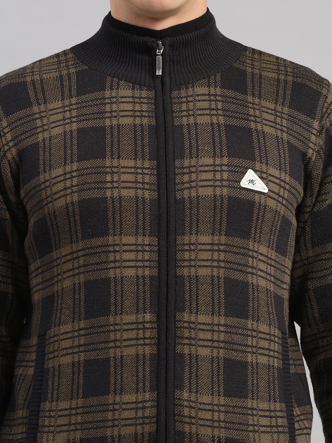 Men Black Self Design Round Neck Full Sleeve Pullover - Image 7