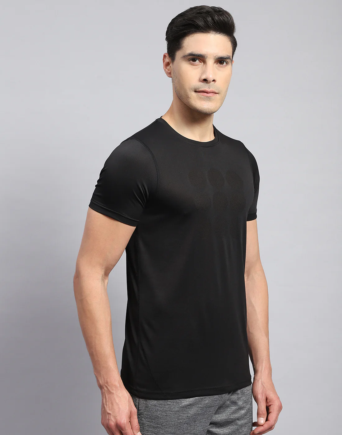 Rock.it Men Black Self Design Round Neck Half Sleeve T-Shirt - Image 4