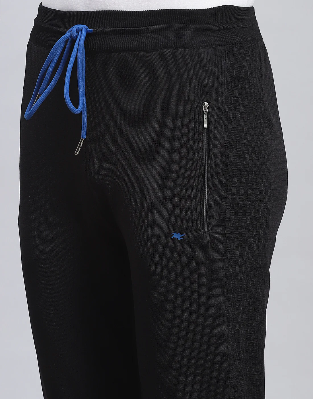 Men Black Self Design Stand Collar Full Sleeve Tracksuit - Image 8