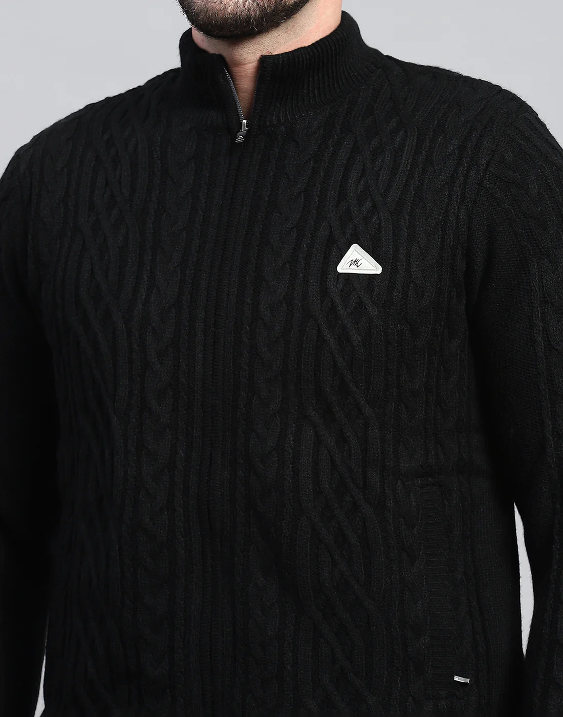 Men Black Self Design Turtle Neck Full Sleeve Jacket - Image 7