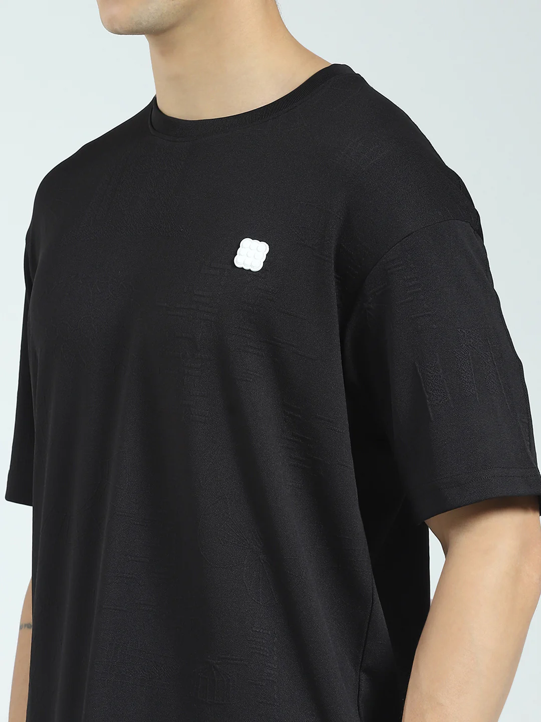Rock.it Men Black Self Design Round Neck Half Sleeve T-Shirt - Image 7