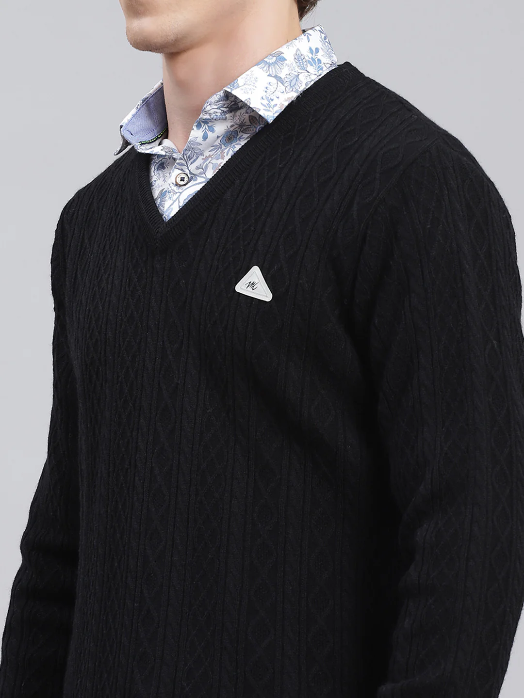 Men Black Self Design Wool blend Pullover - Image 6